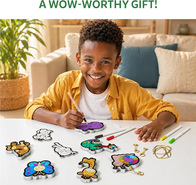 Skillmatics Aqua Puffs Animals, Art & Craft, Paint by Number, Gift for Kids | DIY Puffy Keychains, Screen-Free, Mess-Free Activity, Travel & Creative Kit for Girls & Boys Ages 4, 5, 6, 7, 8, 9, 10