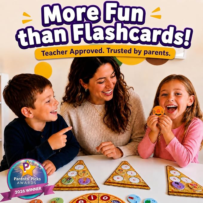 CVC Words on Pepperoni - Learn to Read & Write, Magnetic Phonics Games | Preschool Kindergarten Learning, Write-Wipe Activity, Classroom & Homeschool Supplies, Speech Therapy Ages 3+