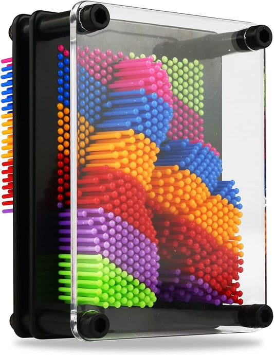 3D Pin Art Toy - Plastic Pin Board for Kids, 3D Pin Impression Sculpture Needle Toys, 3.75 X 5 inches (Rainbow)