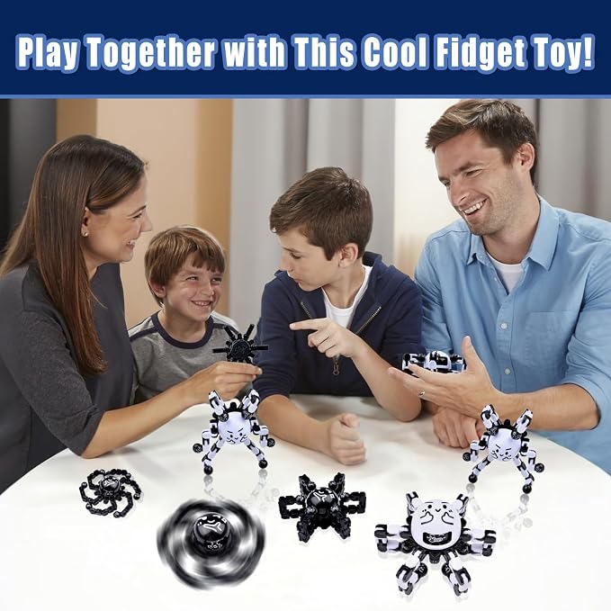 Transformable Fidget Spinners Toys for Adults and Kids,Cool Fingertip Gyros Travel Toys,Sensory Toy for Teens Boys Age 8-12 ADHD Autism Relief Stress Toy,Birthdays Gifts Stocking Stuffers