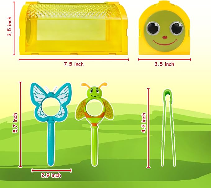 ESSENSON Bug Catcher Kit, 2 Pcs Bug Cage | Outdoor Explorer Kit, Includes Whistles, Backyard Exploration