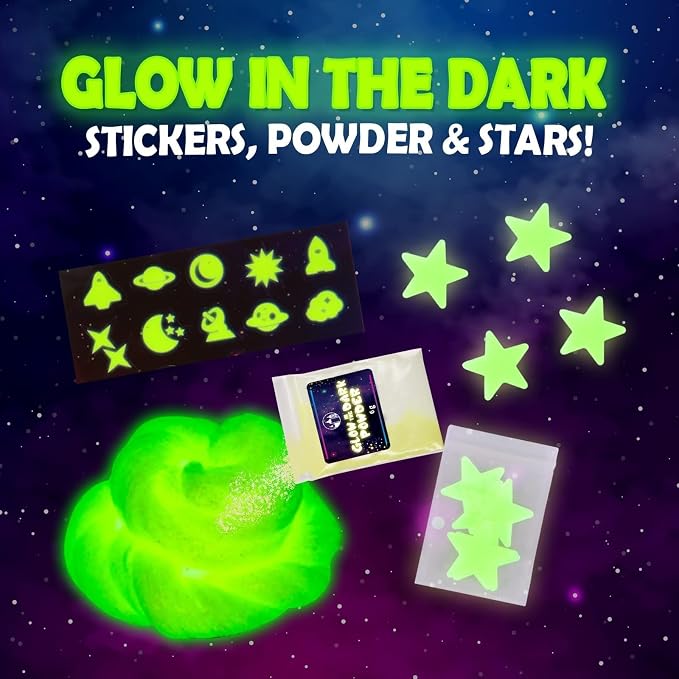 Original Stationery Galaxy Slime Kit for Kids Ages 8–12, DIY Space Slime Set with Glow-in-The-Dark Stickers & Galactic Glitter, Fun Cosmic Craft for Creative Play, Birthday Gift for Boys & Girls