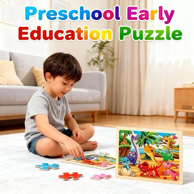 4 Packs 60 Piece Puzzles for Kids Ages 4-6, Wooden Animals Jigsaw Puzzles for Toddlers Age 4-8, Preschool Educational Puzzles Boards Toys, Brain Teaser Toys Gifts for 3 4 5 6 7 8 9 Boys Girls
