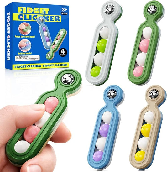 Fidget Toys Adults Stress Relief: 4 Pack Desk Fidget Clicker for ADHD Focus | Sensory Toys for Autism Kids Calming - ADHD Tools Desk Fidgets for Classroom - Cool Office Gadgets Gifts for Teen Women Men