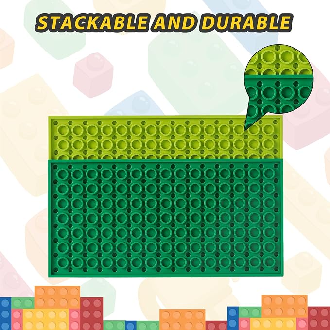 HUIZDQ 150 Pieces Classic Building Baseplate, 12 Sizes Small Base Plates | Compatible with All Major Brands Building Blocks, 12 Colors