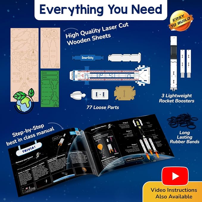 Smartivity DIY Rocket Launcher STEM Kit for Kids 6-12 Years | Build Your Own Rocket & Launcher | DIY Science Toy | Birthday Gift for Smart Boys & Girls Ages 6,7,8,9,10,11,12