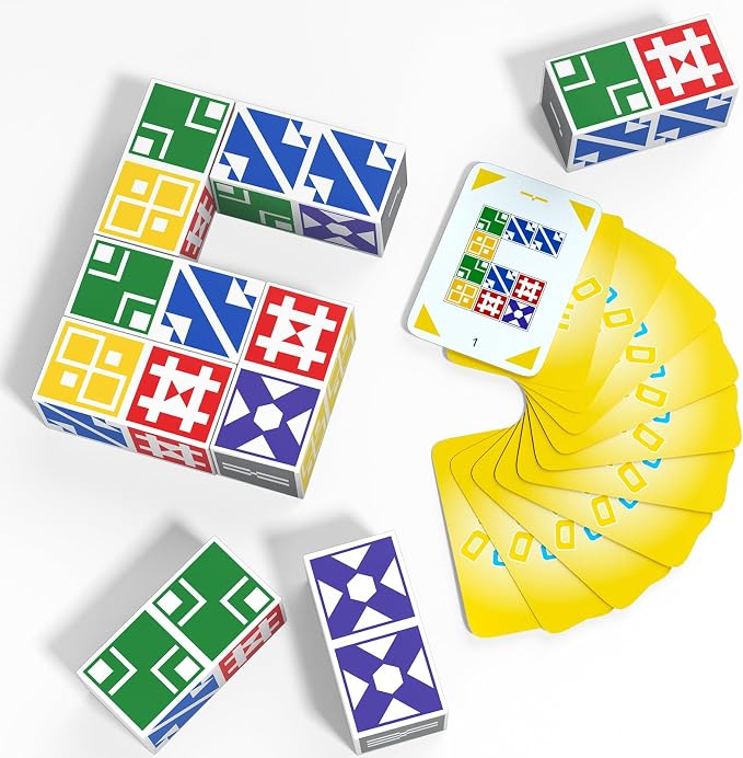 Family Matching Game for Kids & Adults, Block Puzzle Board Games for Boys & Girls Ages 6-8 8-12, 2 Player Card Puzzles for Children 6+ Year Olds