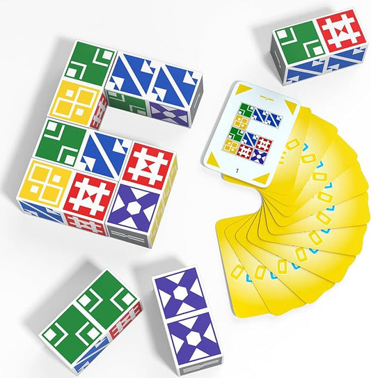 Family Matching Game for Kids & Adults, Block Puzzle Board Games for Boys & Girls Ages 6-8 8-12, 2 Player Card Puzzles for Children 6+ Year Olds