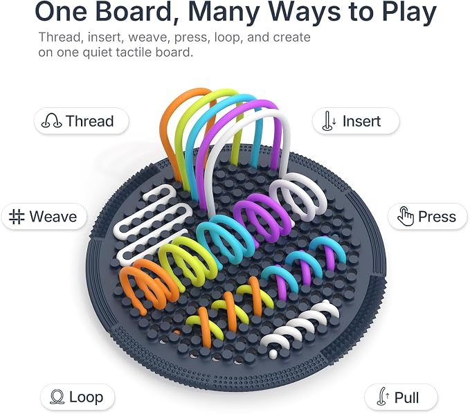 Sensory Activity Board:Fidget Toy for Anxiety, ADHD Kids & Adults | sensory toys for Kids 3+ and Adults, with 25 pull strings and a portable bag for travel, classrooms and everyday play