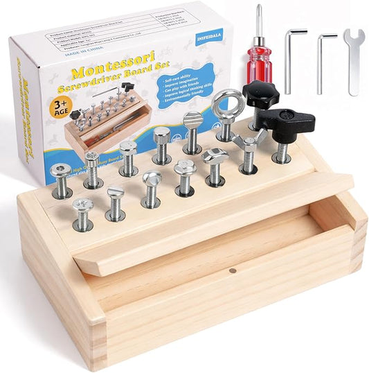 INIFEIDALA Kids Tool Set,Montessori Educational Toys for 3 4 5 Year Old | Montessori Screwdriver Board Set,Sensory Preschool Learning,Toddler Travel,Fine Motor Skills,STEM Toys