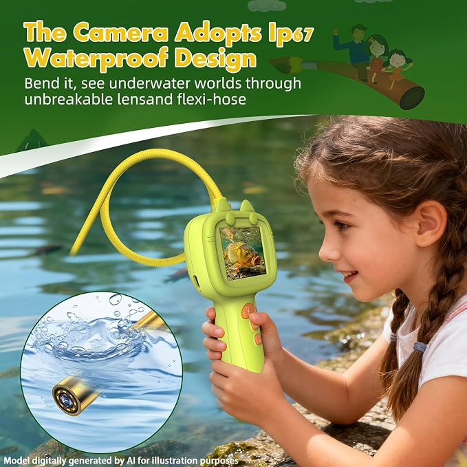 Kids Borescope Camera, STEM Learning Toy for 3+ Years Old Boys Girls | Back to School & Birthday Gift for Kids, Portable Outdoor Camping Exploration Toy with 8 LED Lights & 2.4‑Inch Screen