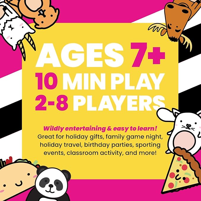 Taco Cat Goat Cheese Pizza Card Game by Taco Cat Games, Age 7+, 2-8 Players | 10 min rounds, Slap pile when word matches card, Action cards add twists, Builds reflexes, Fun for all ages