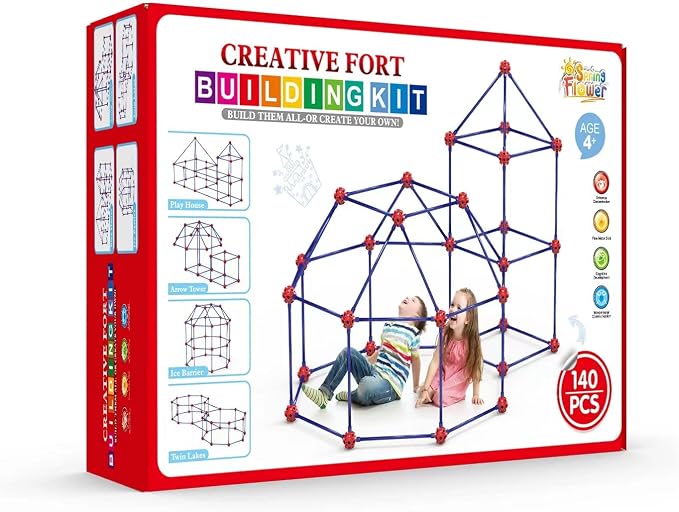 Fort Building Kit for Kids,STEM Construction Toys, Christmas & Birthday Gift for 4 5 6 7 8 9 10 11 12 Years Old Boys and Girls,Ultimate Creative Set for Indoor & Outdoors Activity,140 Pcs,Original | STEM Construction Toys, Gift for 4 5 6 7 8 9 10 11 12...