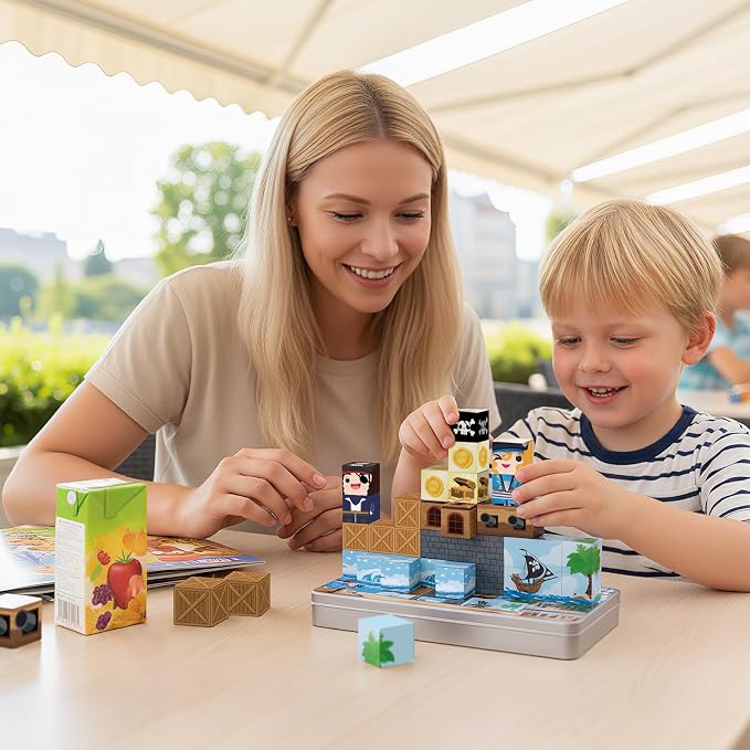 Bmag Magnetic Building Blocks Pirate-Themed Set 35 Pcs, Designed for STEM Education and Group Activity for Kids Aged 3+, Packaged with Storage Box as Gifts for Boys and Girls