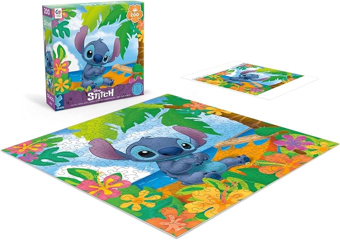 Ceaco - Disney Flower Power Stitch - 200 Piece Puzzle for Kids Ages 8-10 | Official Disney Licensed Art, Made in the USA, Recycled Board,15 in x 11 in