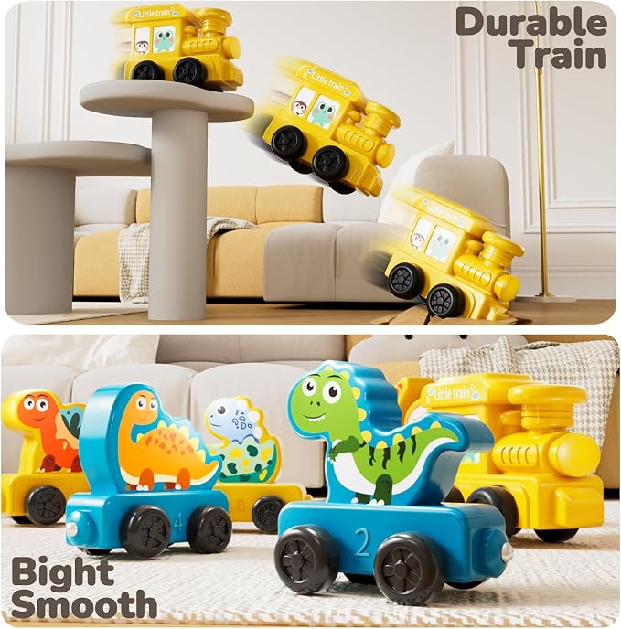 JUKUDAHU Magnetism Toys Dinosaur Train Set for Toddlers 3 4 Years Old | Dinosaur Toys for Kids, Color Sorting Toy, Preschool Educational Learning Activities, Birthday Gifts for Boys Girls