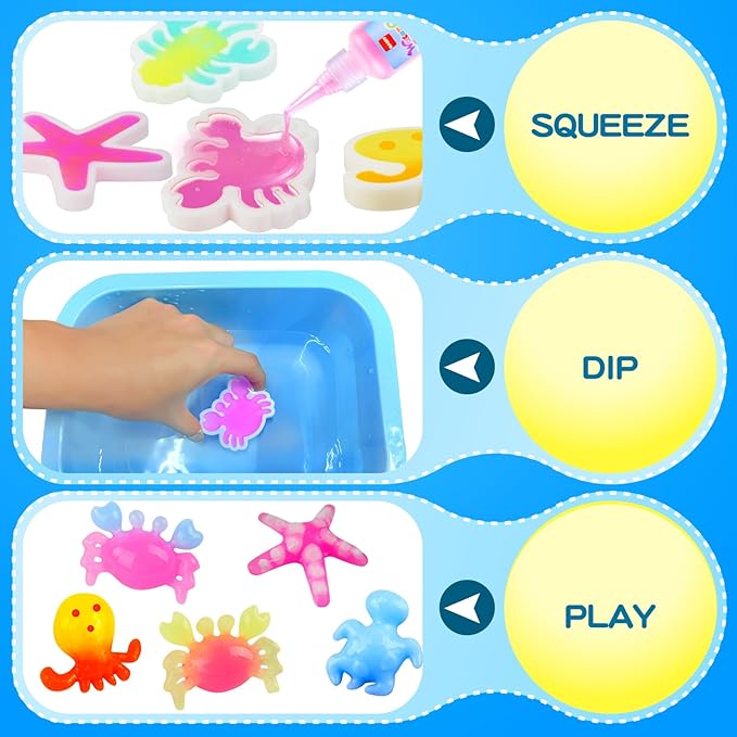 QANIY Magic Water Elf Toy Kit, Aqua Fairy Water Gel Kit,Christmas Gifts for Kids Ages with 12 Gels and 6 Molds, DIY Squishy Maker Set, Kids Christmas Gifts, DIY Crafts for Boys and Girls Ages 3+