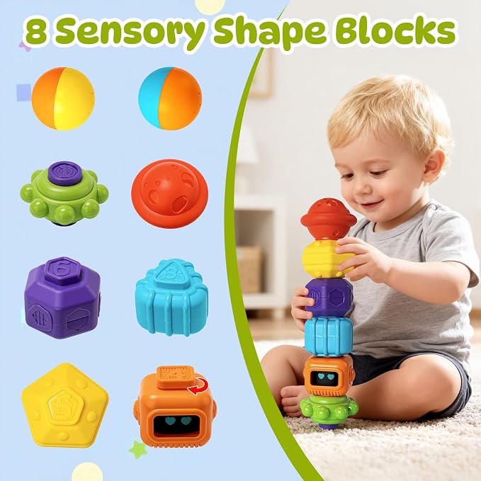 Montessori Sensory Cube Toy for Toddlers | Educational Activity Center with Elastic Sides, perfect Learning Birthday Gift for 18+ Months Baby