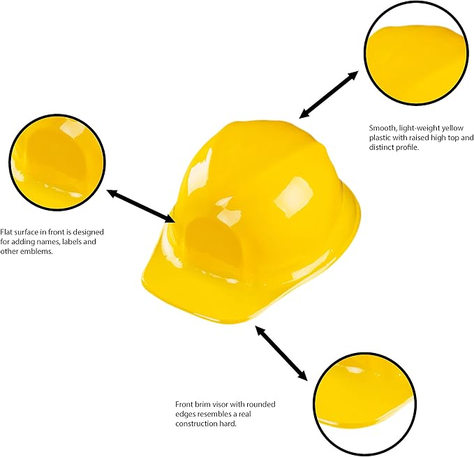 Super Z Outlet 12 Pack Yellow Construction Hard Hat Plastic Birthday Party Supplies Worker Caps Set Halloween Costume Toy