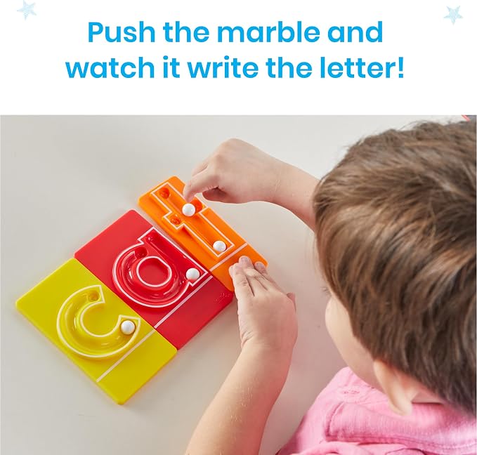 hand2mind MarbleTracers - Lowercase Letters, 24 Letter Tracing Trays, 10 Marbles, Preschool Learning Activities, Fine Motor Skills Toys, Kindergarten Centers for Classroom, Handwriting Practice