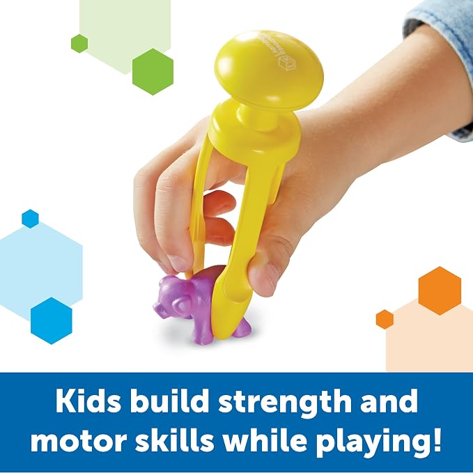 Learning Resources Tri-Grip Tongs | 3 Prong Tong, Pencil Grip Tongs, Sensory Bin, Fine Motor Toy, Set of 6, Ages 4+