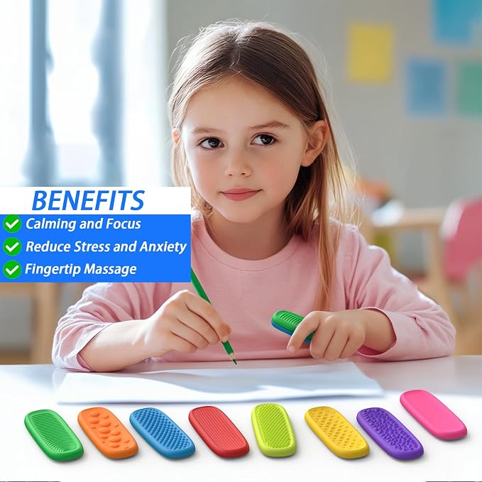 24 Pack Fidget Toys Bulk for Kids: Textured Worry Stones, Quiet Sensory Fidgets Gift Bulk for Classroom Prizes, Toys for Autistic Kids 5-7, Goodie Bag Stuffers for Age 3-5 4-8 Girls Boys