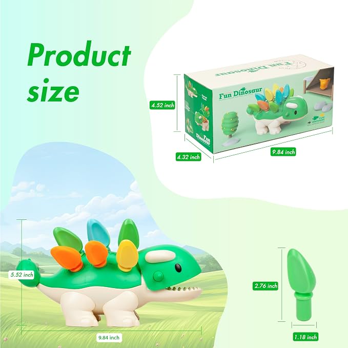 Hirger Fine Motor Dinosaur: Sensory Toys for Toddler 1-3 Year Old, Montessori Preschool Learning Educational Toy for Baby 12 Month Birthday Gift