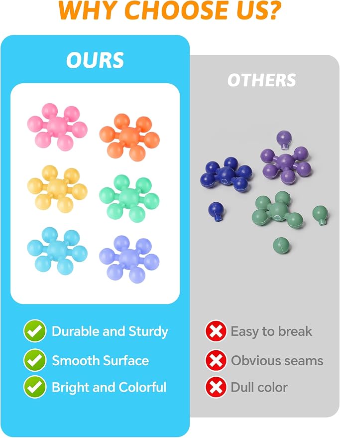 600PCS Building Blocks STEM Construction Toy, Macaron Colors | Interlocking Snowflake Discs in BPA-Free Plastic with Storage Case – Boosts Fine Motor Skills & Creative Play