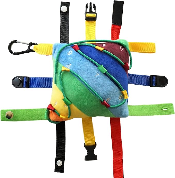 Buckle Pillow Fine Motor Sensory Toy, Latches and Zipper Plush