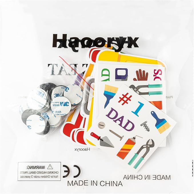 Haooryx Father's Day Magnet Craft Kit - 30 Sets Make Your Own Tool Box Sticker Decor Paper Craft for Classroom Home DIY Activity Refrigerator Bulletin Board Decor Happy Father's Day Party Supply Gift