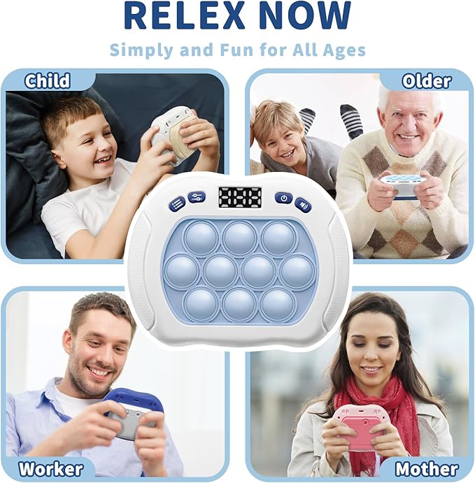 Intoypad Quick Push Pop Game Light Up Fidget Toy for Kids Lightblue | 6 Modes LED Screen Quick Push Pop Game Controller Electric Fidget Popper Game Bubble Game Birthday Gifts Toys for Kids Boys