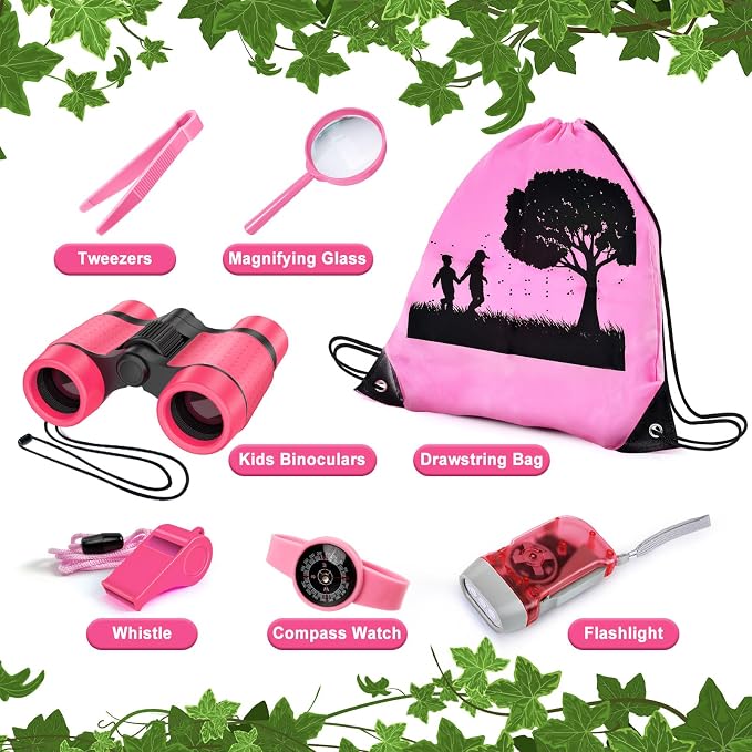Kids Explorer Kit & Bug Catcher Kit, 7 Pcs Kids Outdoor Exploration Set | Camping Gear with Backpack & Binoculars, Ideal Outdoor Adventure Toys for Boys Girls 3-12