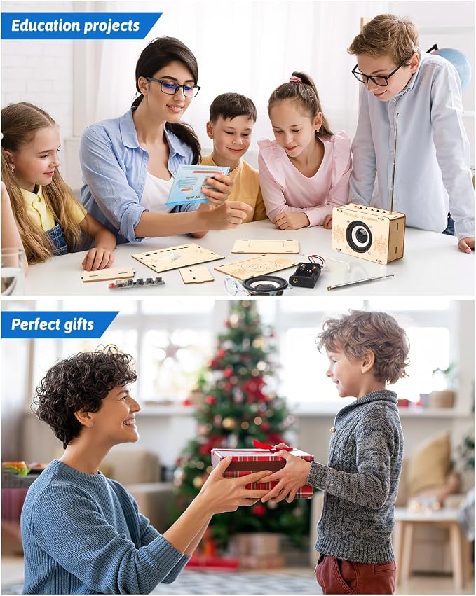 Poraxy Science Kits for Kids Age 8-12 12-14, STEM Kits 8-10, Build Your Own FM Radio Kit, Electronic DIY Experiment Engineering Building Project, Toys Gifts for Teen Boys Girls 9 11 13 15 16+