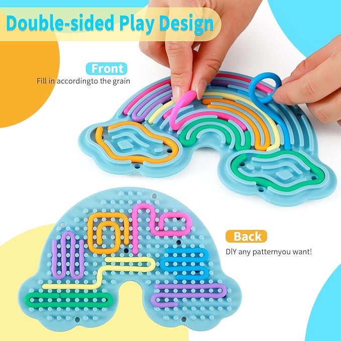 3Pack Sensory Activity Board for Kids & Adults，Double-Sided Stress Relif Sensory Board Toys with Individually Wrapped Quiet Fidget Board Stocking Stuffers for ADHD & Autism Boys Girls