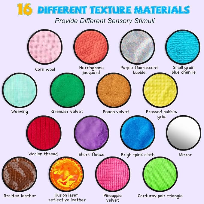 16 Set Round Montessori Sensory Mini Mats Textured Sensory Tiles ＆ Wall | Sensory Toys for Autistic Children, Babies, and Toddlers with Sensory Issues, Tactile Sensory Walls and Sensory Play
