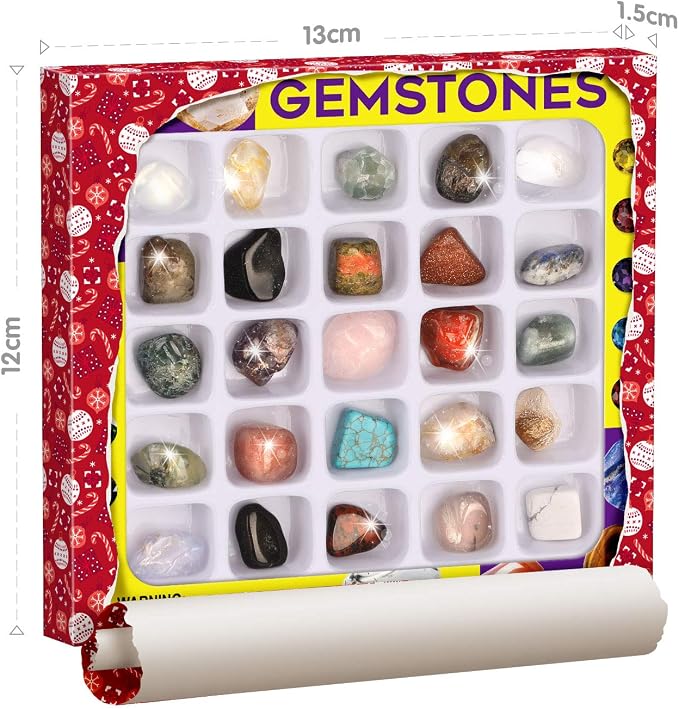 Piano Potato Rocks Collection 25PCS Rock and Mineral, STEM Geology Toy 6-12 | Tumbled Stones & Healing Crystals, Gemstones for Kids Learn Mineral Properties, Great Gift for Young Rock Collectors