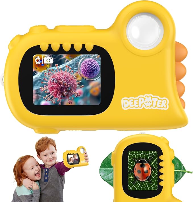 2 in 1 Microscope for Kids & Video Camera, Deepoter 1000X Digital Microscope with 2.0" Screen, Portable Handheld Kids Camera Toys, STEM Educational Science Kit Gifts for 3-12 Age Years Old Boys Girls | Pocket-Size Design Lightweight and Easy to Carry f...
