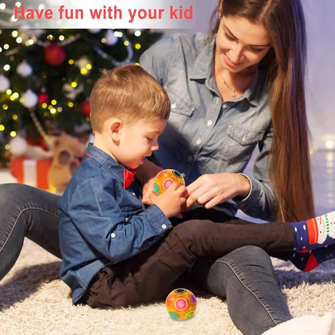 Magic Rainbow Puzzle Ball, Fidget Ball Puzzle Brain Teaser Fidget Toy for Boys & Girls- Birthday Party Easter Valentines Christmas Stocking Stuffers for Kids Teen & Adults(Orange)