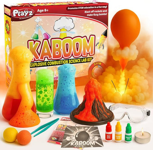 Playz Kaboom! Explosive Science Kit for Kids Age 8-12, Kids Chemistry Set | Learning & Education Toys, Best Gifts for Boys, STEM Projects Educational Science kits w 50+ Science Experiments for Kids