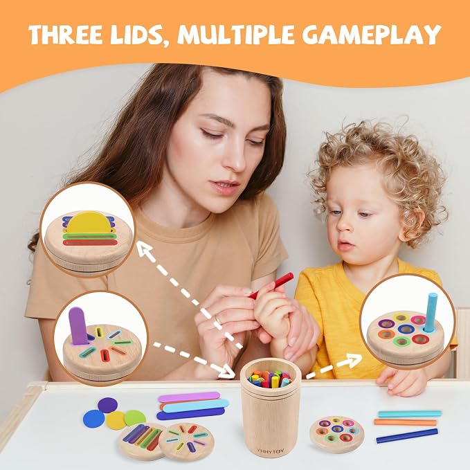 YHHYTOY Montessori Toys for 1 2 3 Year Old, Color Learning Sorting Toys