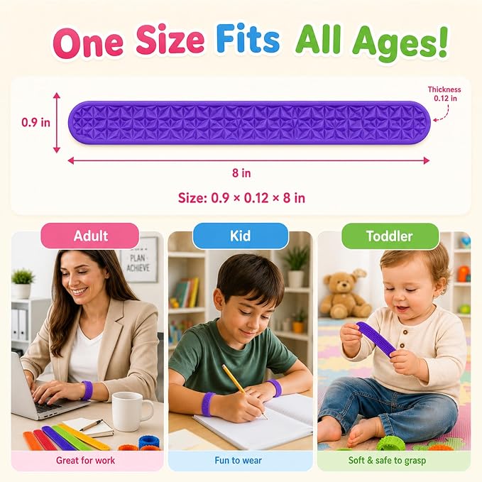 KLT 32 Pack Sensory Slap Bracelets Bulk | Textured Silicone, Stress Fidgets for Kids Adults Teens, Wearable Sensory Toys, Bulk Fidgets for Classroom Birthday Party