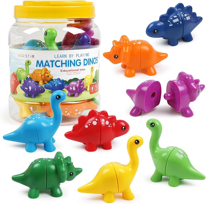 GKDOMS Montessori Matching Dinosaurs Snap and Pattern Match Learning Toy | 10pack, Matching & Sorting Game, Sensory Toy, Preschool Learning Activities, Educational Gifts, Ages3+