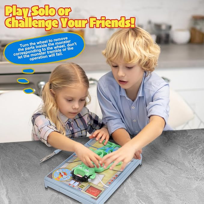 Operated Monster Board Game for Kids Ages 3-8-12 Years Old with Tweezers and Fun Game Pieces, Classic Education Board Game for Single or 2 Player, Popular Gifts for Kids
