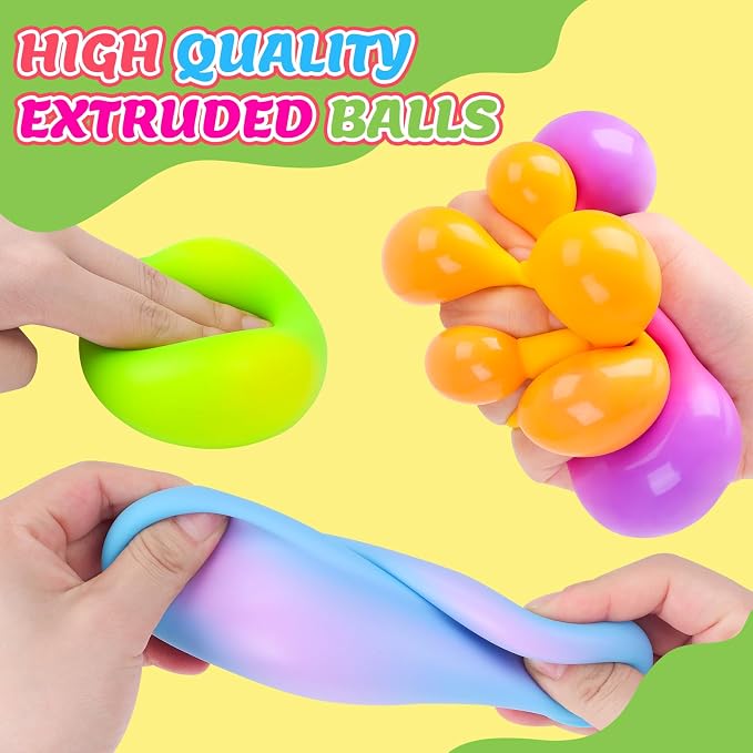 Stress Balls 4 Pack for Adults and Kids, Color Changing Squeeze Toys | Sensory Toys for kids with Autism, Squishy Fidget Toys for Stress and Anxiety Relief, Squishies Squeeze Prize for Classroom