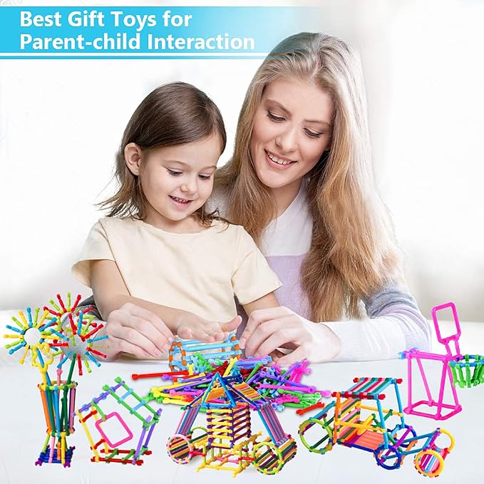 Juboury 1054Pcs Building Toy Building Blocks Bars Educational Set Puzzle | Interlocking Creative Connecting Kit, Great STEM Toy for Both Boys and Girls