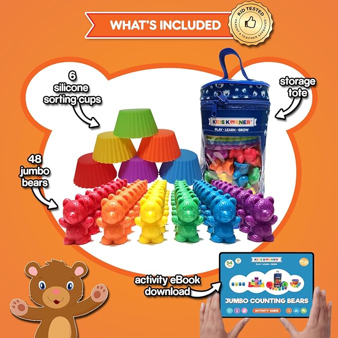 Cute & Cuddly Counting Bears - Sort, Count, Match & Play with 48pc + eBook | Sort, Count, Match & Play, 48pc, eBook