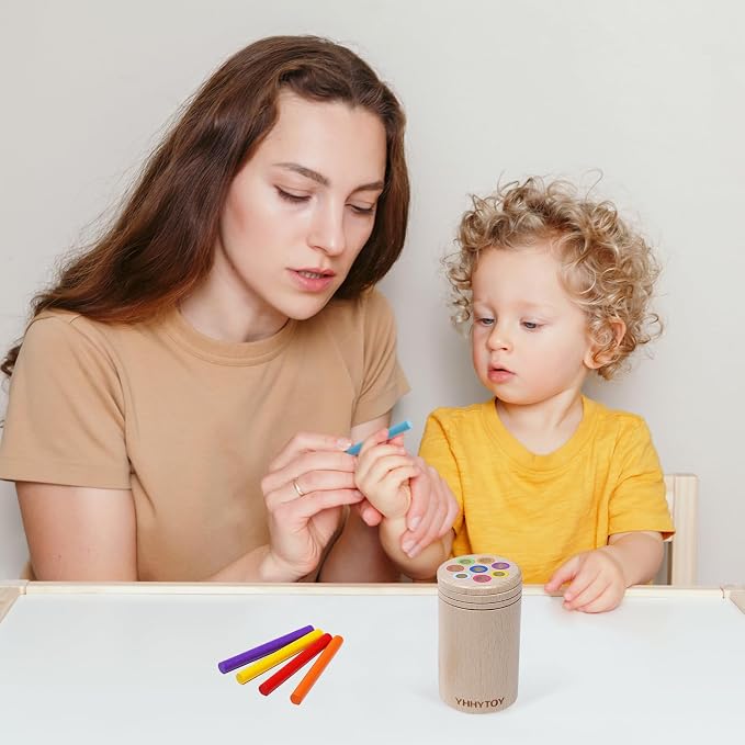 YHHYTOY Montessori Toys for 1 Year Old, Toddler Learning Color Sorting Toys | 18 Month Old Fine Motor Skills Toys for 1-2 Year Old, Wooden Preschool Learning Sensory Toys for Toddlers 1-3, Gifts for Kids