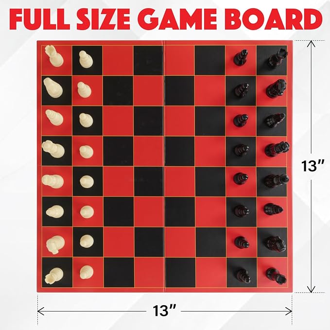 HI-Q Classic Chess Board Game – Educational Strategy Set for Kids, Adults & Beginners – Standard Style Pieces with Folding Board – Family Game Night