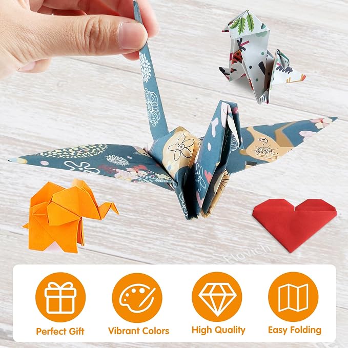 Pigipigi Kids 160 Pcs Origami Paper Kit,Arts and Crafts for Kids Ages 5-12 | Beginners Origami Kit with 60 Forest paper,Step-by-Step Guiding Book, DIY Craft Birthday Gift for Boys Girls ages 5-12