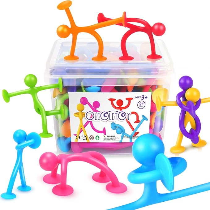 OleOletOy Suction Fidget Toys for Kids: 21 Pack Stretchy Sensory Toys | Bulk Classroom Prizes Box Toys for Student - Quiet Fidgets for Autism ADHD Calming - Goodie Bags Stuffers for Party Favors